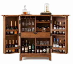 Hausbar Massivholz 65cm Barschrank Weinschrank aufklappbar Bar Möbel Handmade