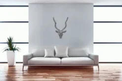 Hirschgeweih Deko Hirschkopf Silber Wanddekoration Wand Metall Jagdtrophäe groß