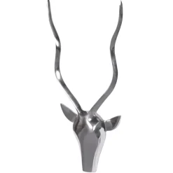 Hirschgeweih Deko Hirschkopf Silber Wanddekoration Wand Metall Jagdtrophäe groß