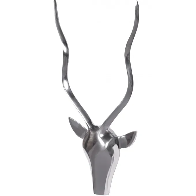 Hirschgeweih Deko Hirschkopf Silber Wanddekoration Wand Metall Jagdtrophäe groß