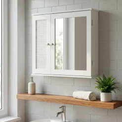 Hängeschrank Weiß 60cm Badezimmer Wandschrank Spiegelschrank Wandschrank Bad