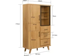 Hochschrank 188cm Eiche Dekor Standschrank mit Türen Schubladen Mehrzweckschrank