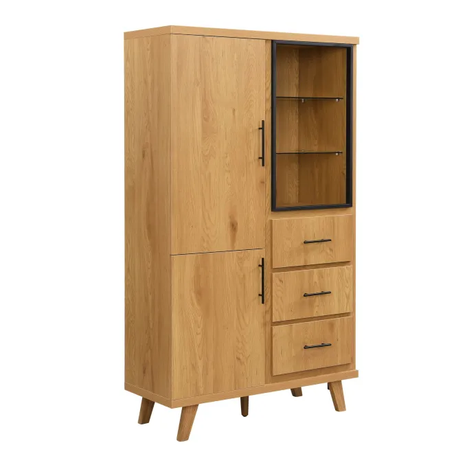 Hochschrank 188cm Eiche Dekor Standschrank mit Türen Schubladen Mehrzweckschrank