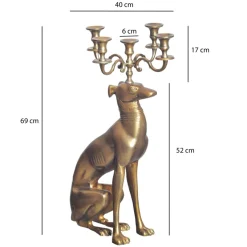 Kerzenhalter FineBuy Kerzenständer Windhund Aluminium 69 cm Gold Kerzenleuchter