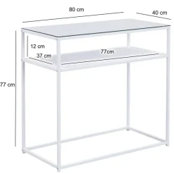 Konsolentisch FineBuy Ablagetisch Glas Metall 80 cm Modern Schmaler Flurtisch