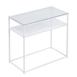 Konsolentisch FineBuy Ablagetisch Glas Metall 80 cm Modern Schmaler Flurtisch
