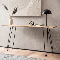 Konsolentisch FineBuy Anrichte 150 cm Ablagetisch Massivholz Baumkante Modern