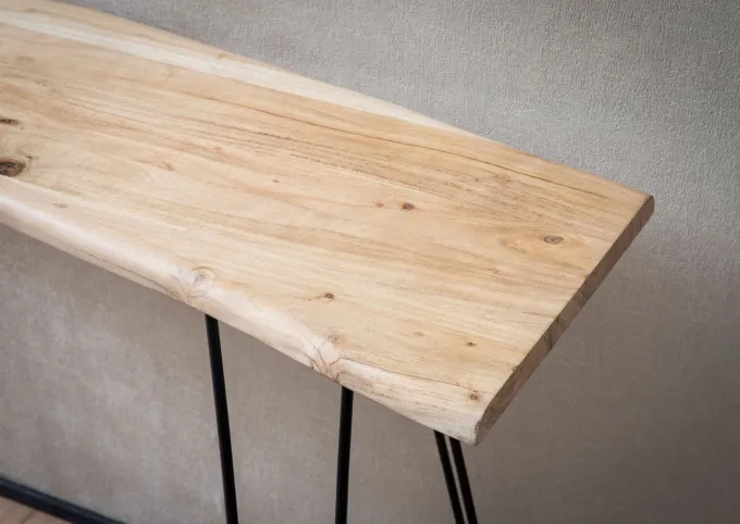 Konsolentisch FineBuy Anrichte 150 cm Ablagetisch Massivholz Baumkante Modern