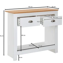 Konsolentisch FineBuy Anrichte 85x35x76 cm Ablagetisch Flurtisch Weiß Tisch