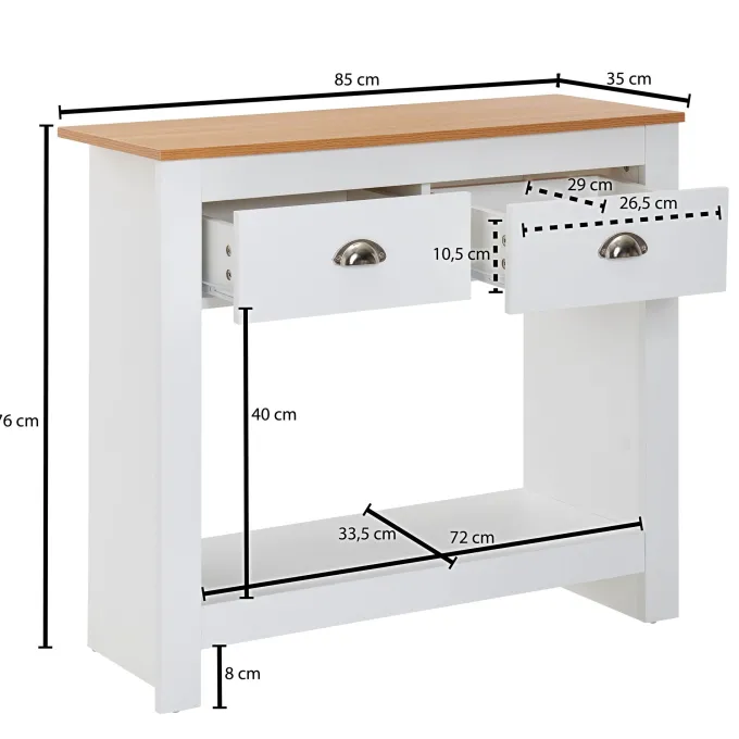 Konsolentisch FineBuy Anrichte 85x35x76 cm Ablagetisch Flurtisch Weiß Tisch