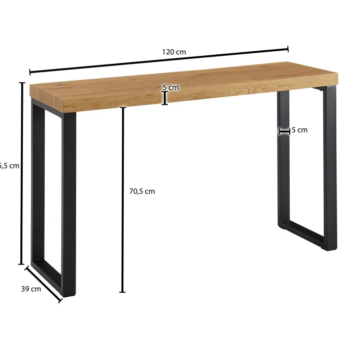 Konsolentisch FineBuy Anrichte 120x39x75,5 cm Ablagetisch Flurtisch Eiche Tisch