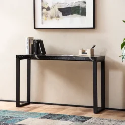 Konsolentisch FineBuy Anrichte 120cm Marmor Optik Flurtisch Schwarz Schreibtisch