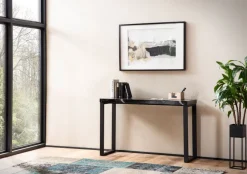 Konsolentisch FineBuy Anrichte 120cm Marmor Optik Flurtisch Schwarz Schreibtisch