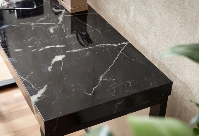 Konsolentisch FineBuy Anrichte 120cm Marmor Optik Flurtisch Schwarz Schreibtisch