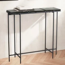 Konsolentisch FineBuy Anrichte 90 cm Ablagetisch Flurtisch Glas Metall Modern
