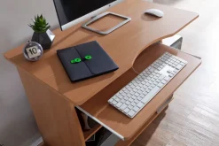 Laptoptisch Computertisch Buche Rollen Schreibtisch Tastaturauszug Arbeitstisch