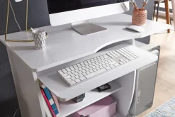 Laptoptisch Computertisch Weiß Rollen Schreibtisch Tastaturauszug Arbeitstisch