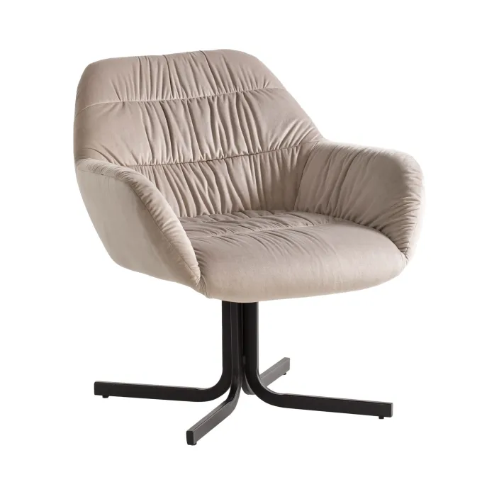 Loungesessel FineBuy Clubsessel Samt Metall Cocktailsessel Schalenstuhl Armlehne