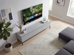 Lowboard 150 cm Grau TV Schrank Schublade Fernsehkommode Stauraum Fernsehschrank
