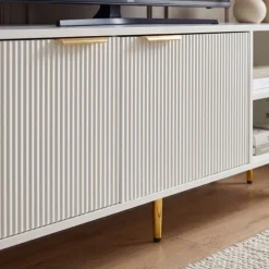 Lowboard 150cm TV Kommode Schrank Weiß Türen Fernsehkommode Fernsehunterschrank