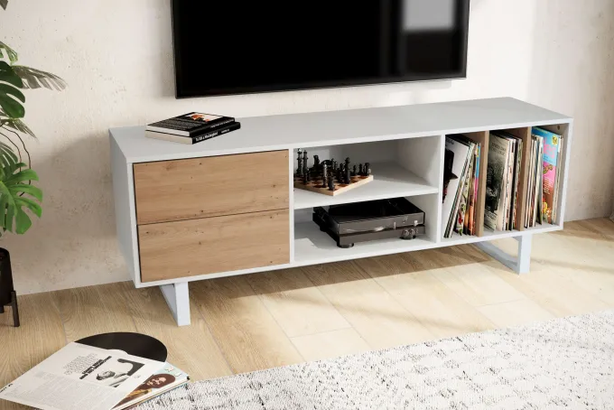 Lowboard FineBuy Fernsehkommode 150 cm TV Schrank Regal Fernsehschrank Modern
