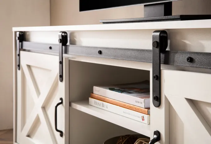 Lowboard FineBuy Fernsehkommode 150 cm TV Schrank Fernsehschrank Weiß Landhaus