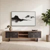 Lowboard FineBuy TV Board Akazie Massivholz 150 cm mit Steinoptik Fronten Groß