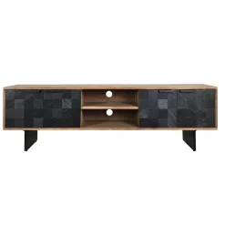 Lowboard FineBuy TV Board Akazie Massivholz 150 cm mit Steinoptik Fronten Groß