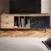 Lowboard FineBuy TV Schrank 150 cm Fernsehtisch Fernsehschrank Marmor Schwarz