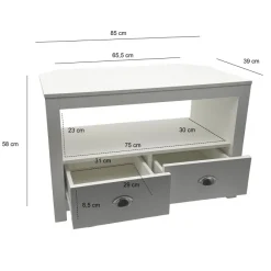 Lowboard Weiß 85cm TV Board Schubladen Fernsehunterschrank Fernsehschrank Modern