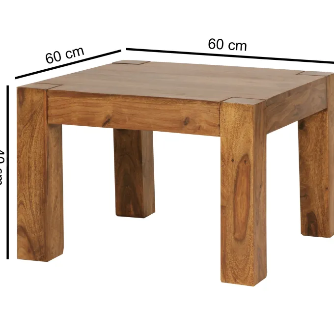 Massiver Couchtisch 60 cm Holz Tisch Massiv Wohnzimmertisch Beistelltisch