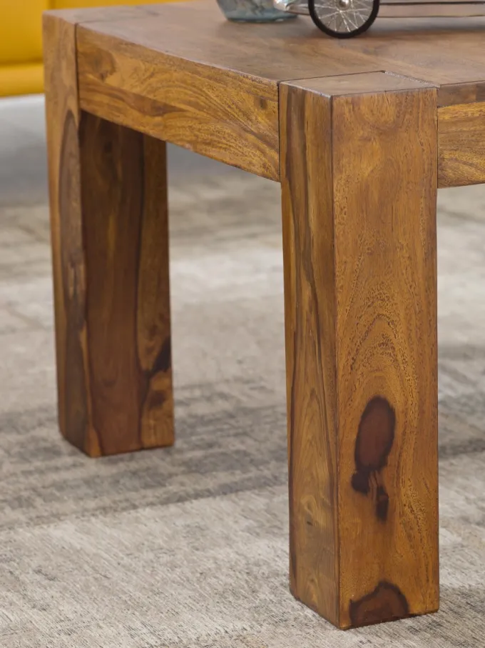 Massiver Couchtisch 60 cm Holz Tisch Massiv Wohnzimmertisch Beistelltisch