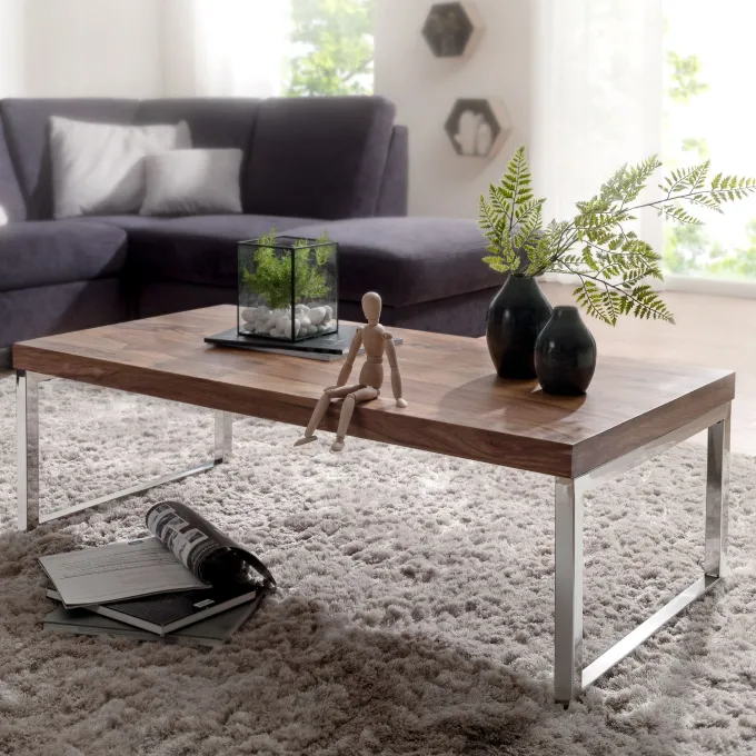 Massiver Couchtisch 120cm Wohnzimmertisch Holz Tisch Massiv Beistelltisch