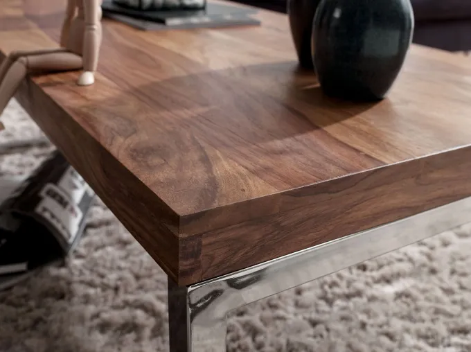 Massiver Couchtisch 120cm Wohnzimmertisch Holz Tisch Massiv Beistelltisch