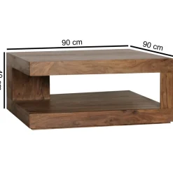 Massiver Couchtisch PATAN 90 x 90 cm Wohnzimmertisch Holz Tisch Massiv Ablage
