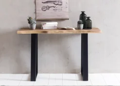 Massiver Konsolentisch GAYA 120 x 45cm Schreibtisch Baumkante Tisch Massiv Holz