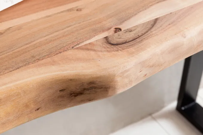 Massiver Konsolentisch GAYA 120 x 45cm Schreibtisch Baumkante Tisch Massiv Holz