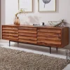 Massives TV-Board 150 cm Sheesham Massivholz Fernsehschrank mit 3 Türen Lowboard