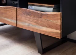 Massive TV-Board Kommode 140cm Akazie Massivholz Baumkante Lowboard Fernsehschrank