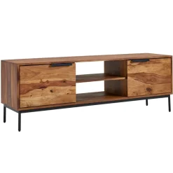 Massive TV-Board Kommode 150cm Sheesham Massivholz Fernsehschrank Lowboard mit 2 Türen