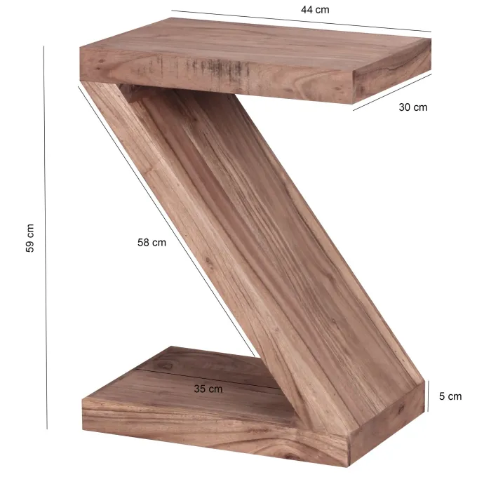 Massivholz Beistelltisch Z Cube 44x30x59 cm Couchtisch Regal