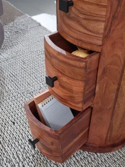 Massivholz Kommode mit Schubladen aus Sheesham Holz Schubladenkommode rund