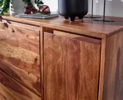 Massivholz Schuhschrank 90cm Sheesham Schuhkipper Schuhkommode für Garderobe Flur Schuhregal