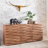 Massivholz Sideboard 160 Akazie Natur Kommode mit 2 Türen & 3 Schubladen Design Front