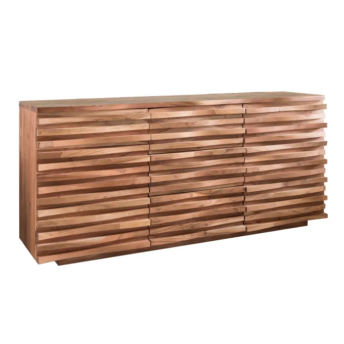 Massivholz Sideboard 160 Akazie Natur Kommode mit 2 Türen & 3 Schubladen Design Front