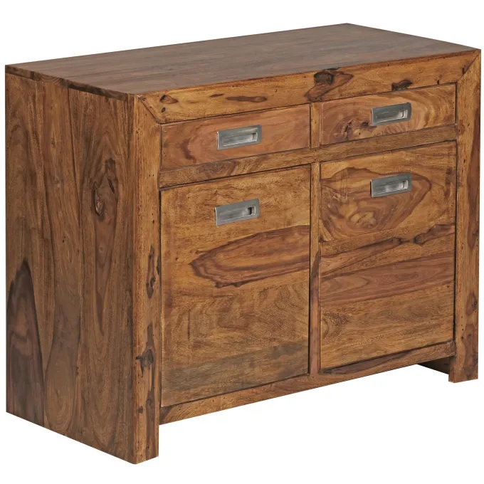 Massivholz Sideboard 90cm Sheesham Kommode mit 2 Türen & 2 Schubladen Landhaus Style