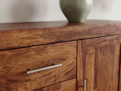 Massivholz Sideboard 120cm Sheesham Kommode mit 2 Türen & 3 Schubladen Modernes Design