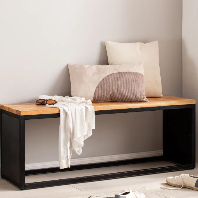 Massivholz Sitzbank 120 cm Akazie - Design Bank - Garderobenbank - Bettbank