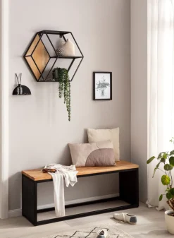 Massivholz Sitzbank 120 cm Akazie - Design Bank - Garderobenbank - Bettbank