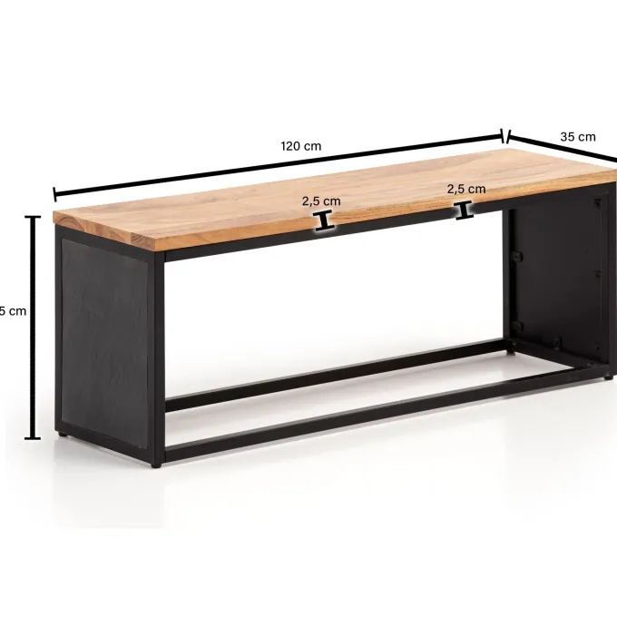 Massivholz Sitzbank 120 cm Akazie - Design Bank - Garderobenbank - Bettbank